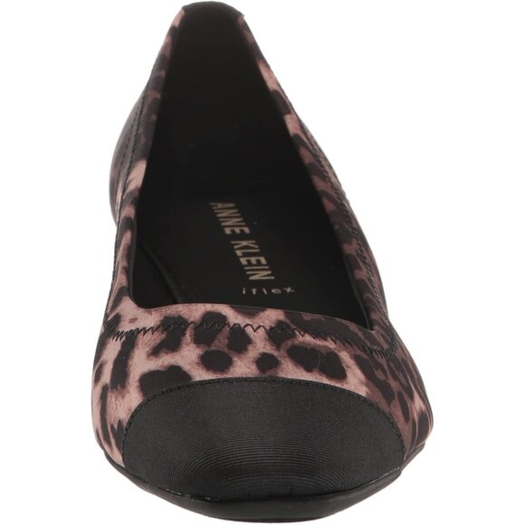Anne Klein Womens Leopard LeatherClosed Pointed ToePull-On Carlie Ballet Flat - Picture 2 of 8